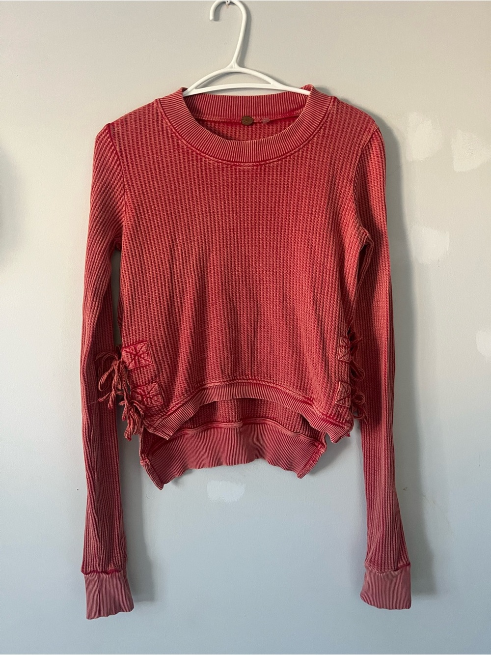 Free people one interlaken thermal side Tie Waffle Long Sleeve Top